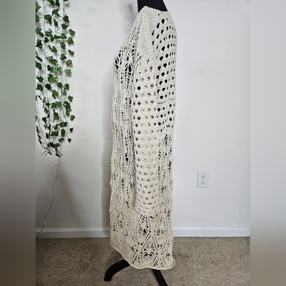 NWOT Natural Life Abigail Duster Cardigan Crochet Open Knit Cotton Blend Boho - Picture 9 of 14